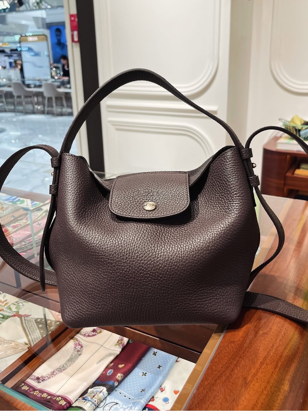 Longchamp Le Cadence S Bucket Bag Mocha BROWN Longchamp SMALL Le Cadence bag